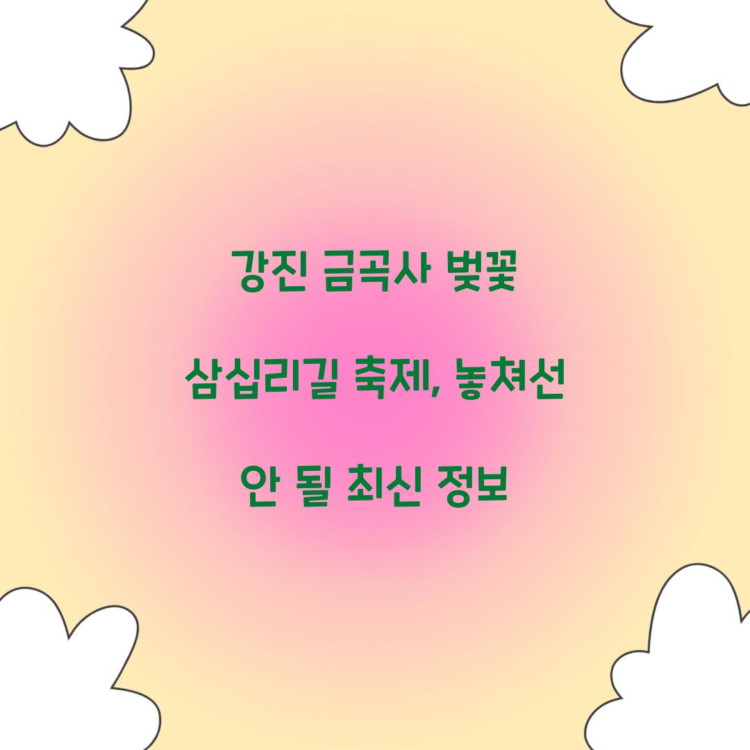 강진 금곡사 벚꽃 삼십리길 축제