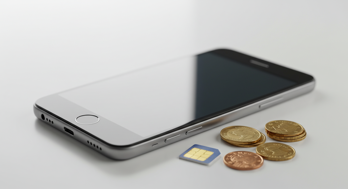자급제폰과 유심, 비용 절감을 상징하는 이미지