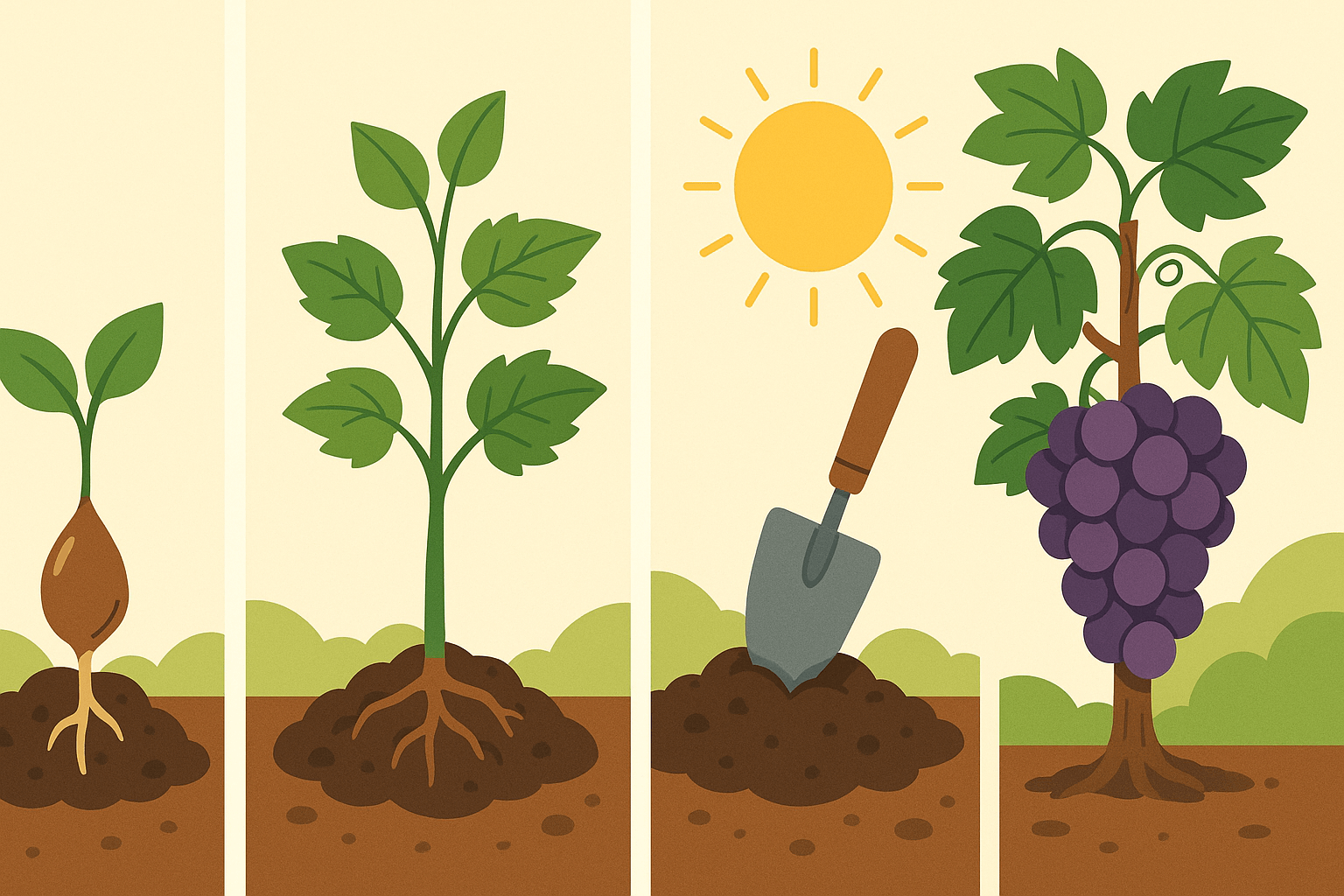 포도나무 묘목의 성장 과정 – 씨앗부터 수확까지