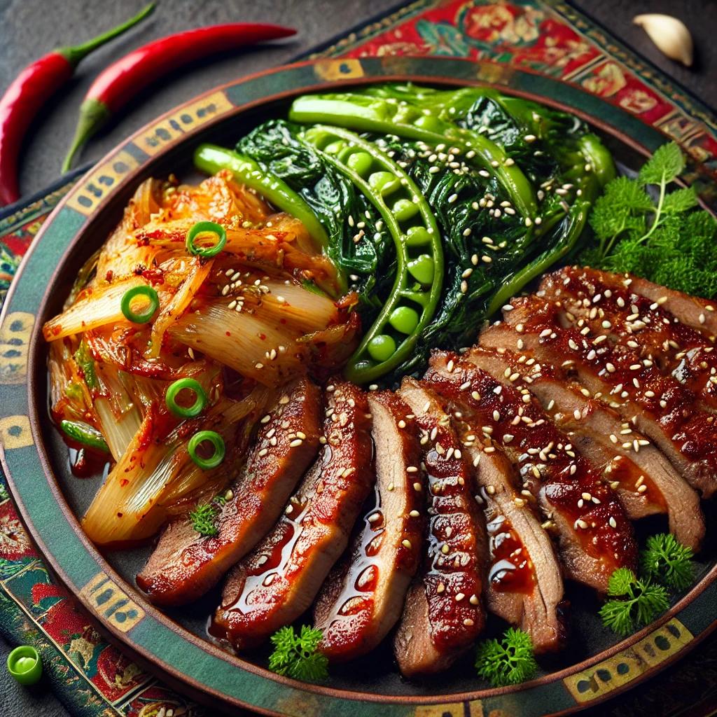 파김치를 넣은 오리 불고기