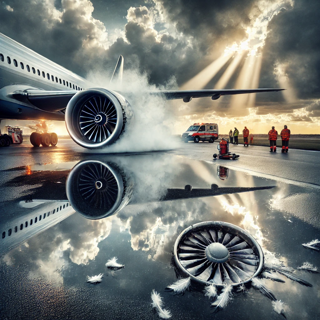 이 사진은 항공기 사고와 버드스트라이크 관련 사진입니다.