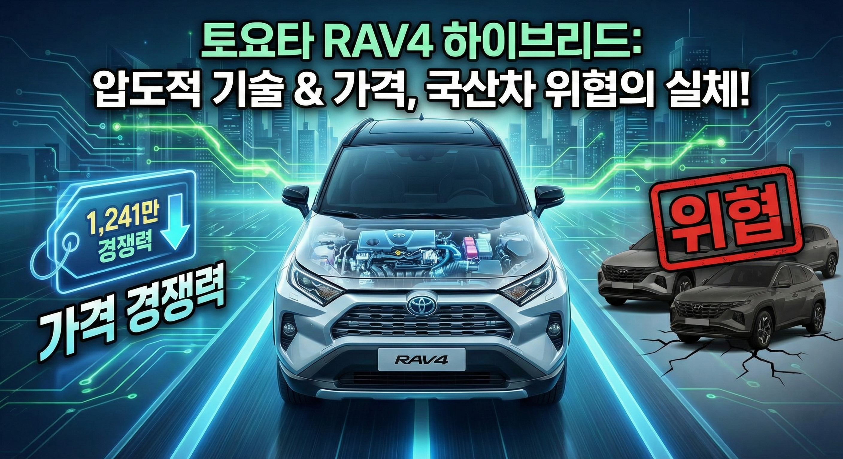 토요타 RAV4 하이브리드 기술(가격 경쟁력, 국산차 위협)