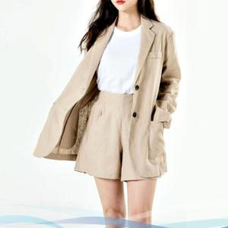 여름 린넨 반바지 자켓 수트 투피스 세트 정장