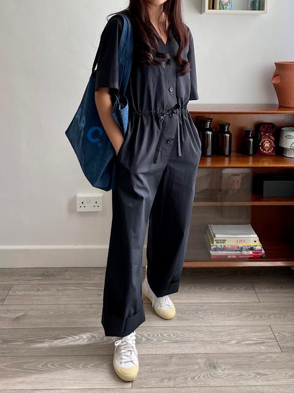 COS 코스 쇼트 슬리브 점프슈트