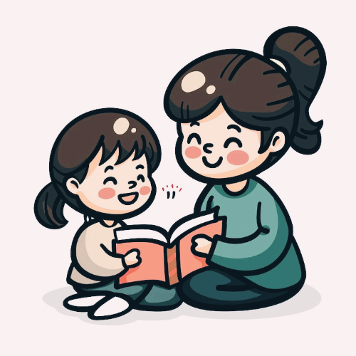 엄마와 즐겁게 책을 읽고 있는 아이모습