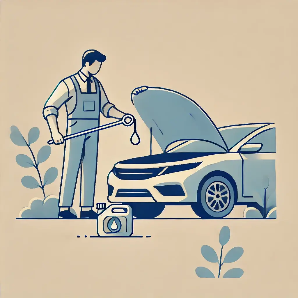 엔진 오일 상태를 점검하는 남자의 모습