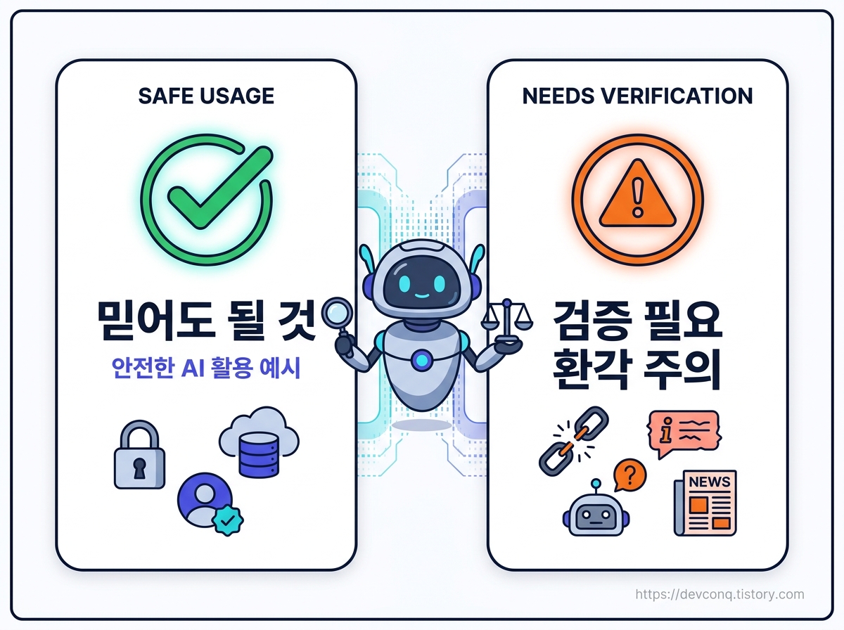 믿어도 되는 영역과 검증이 필요한 영역 비교