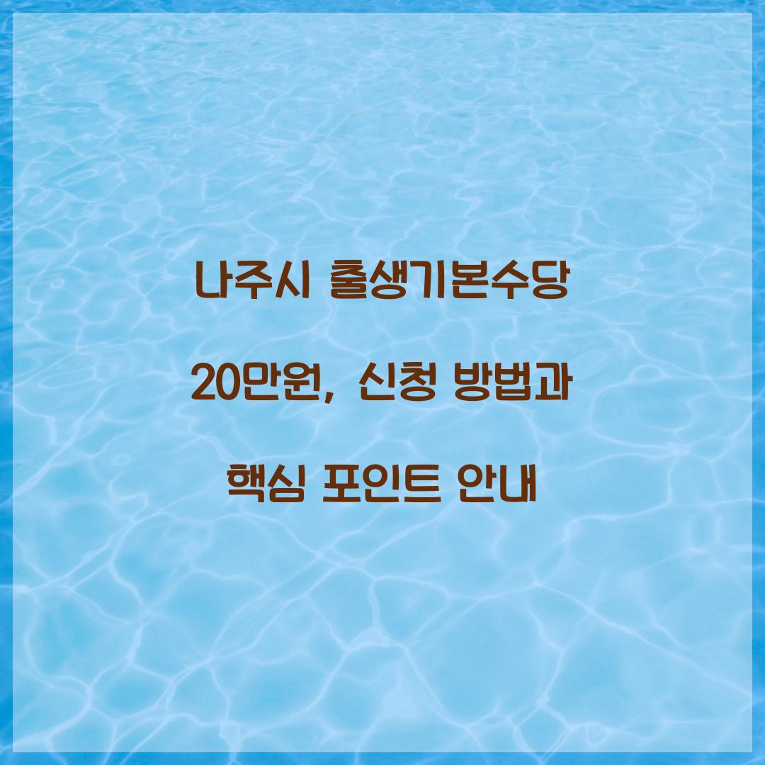 나주시 출생기본수당 20만원