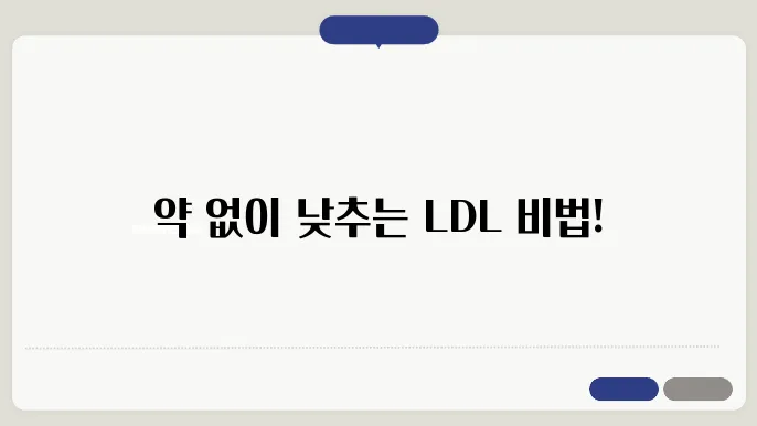 LDL 콜레스테롤 약 먹지 않고 낮추는 방법 5가지