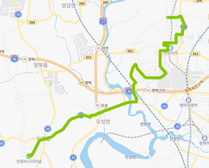 평택-6396번-버스-노선-지도