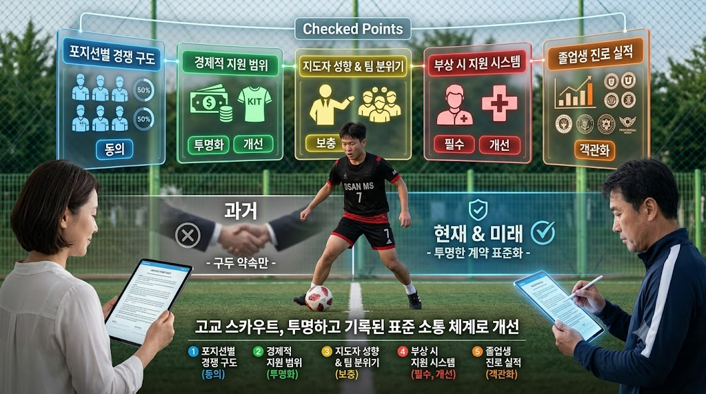 축구 명문고 스카우트 제의 (출전 경쟁, 지원 조건, 진로 실적)
