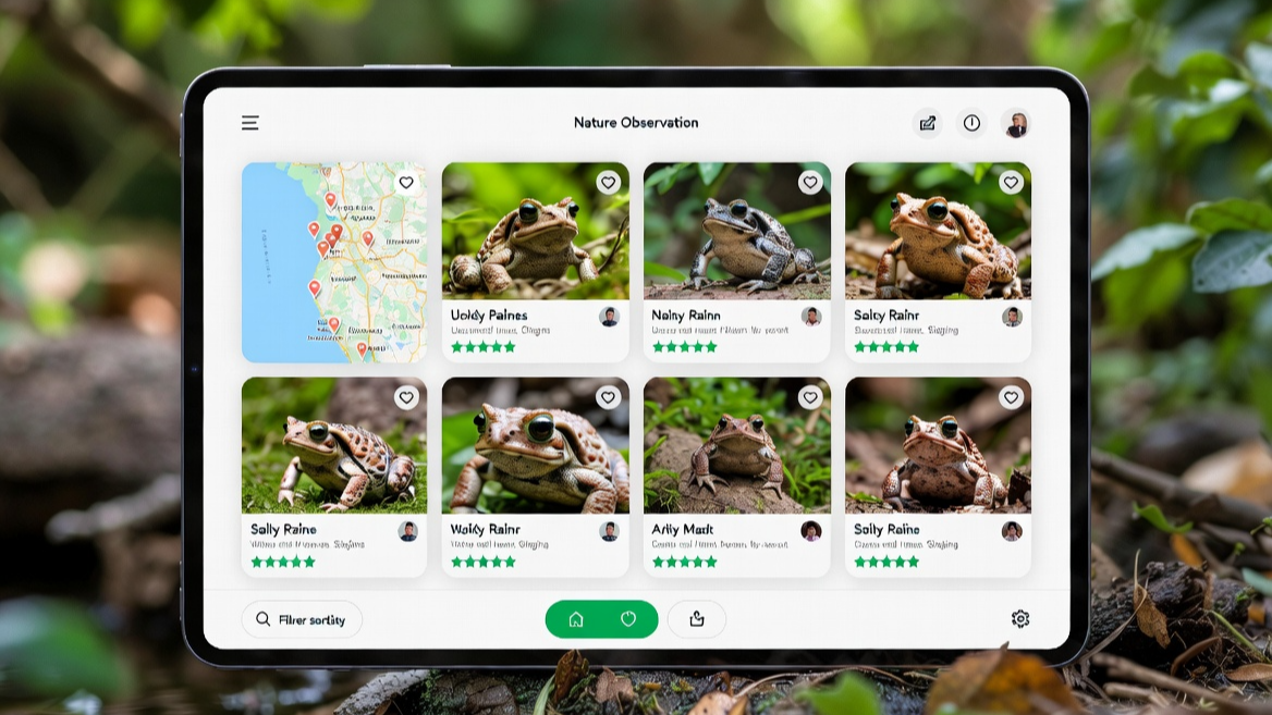 시민 과학자들이 수집한 두꺼비 관찰 기록이 축적된 디지털 플랫폼 화면