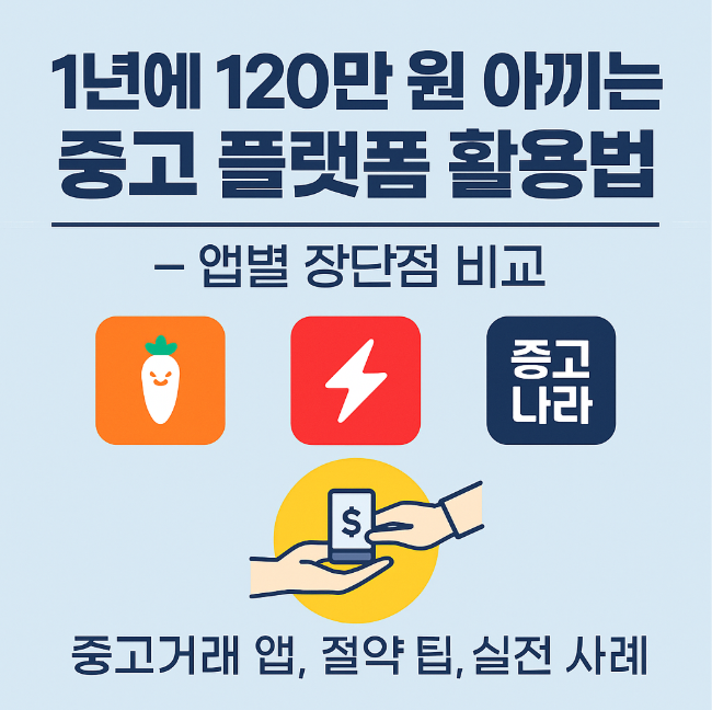 1년에 120만 원 아끼는 중고 플랫폼 활용법 – 앱별 장단점 비교 (중고거래 앱, 절약 팁, 실전 사례)