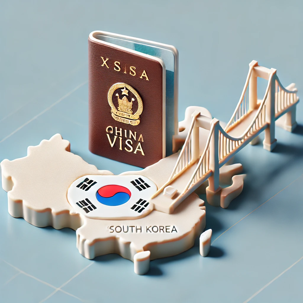 중국의 한국인 비자 면제를 상징하며, 간단하면서도 상징적인 디자인으로 표현