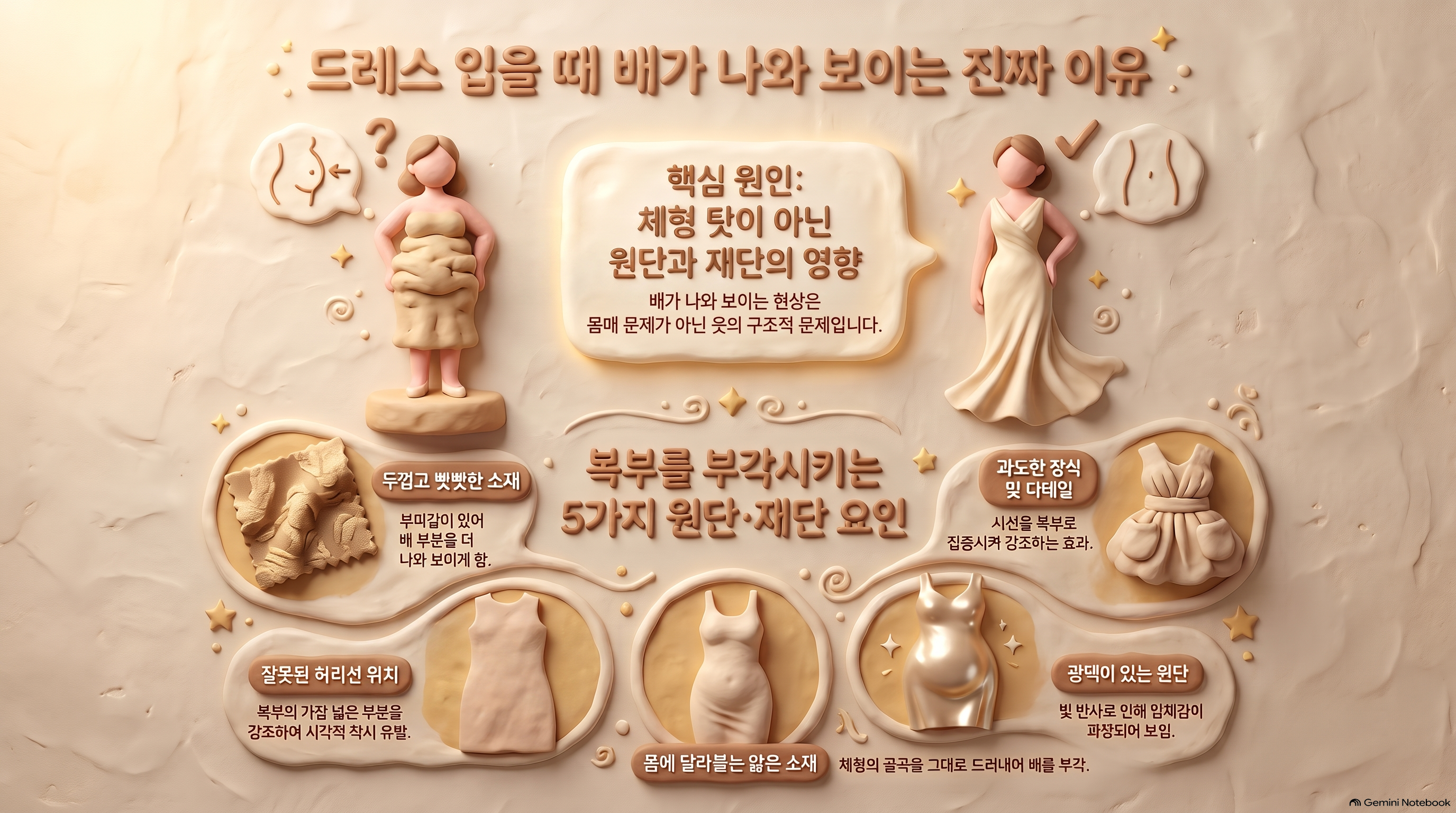 드레스 입을 때 배가 나와 보이는 진짜 이유