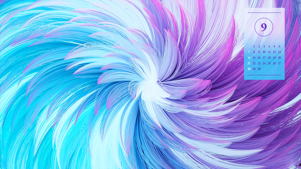 10 파란색과 보라색 회전 그래픽 A - 2025년9월 노트북배경화면