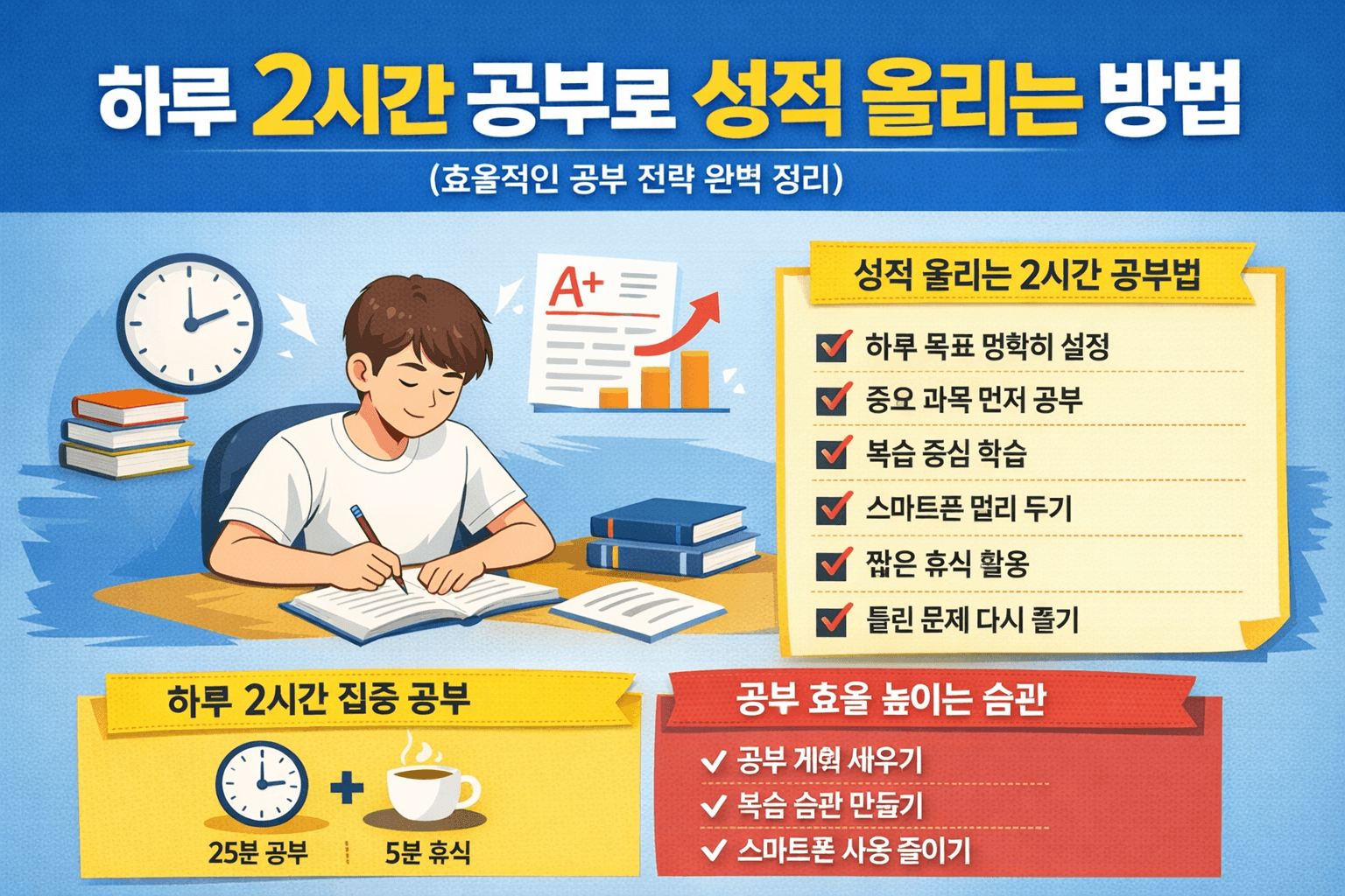 하루 2시간 공부로 성적 올리는 방법