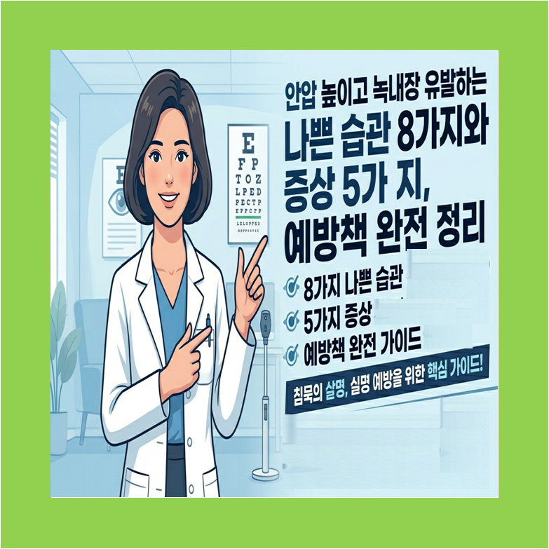 안압을 높이고 녹내장을 유발하는 나쁜 습관 8가지와 증상 5가지 및 예방책 썸네일 이미지