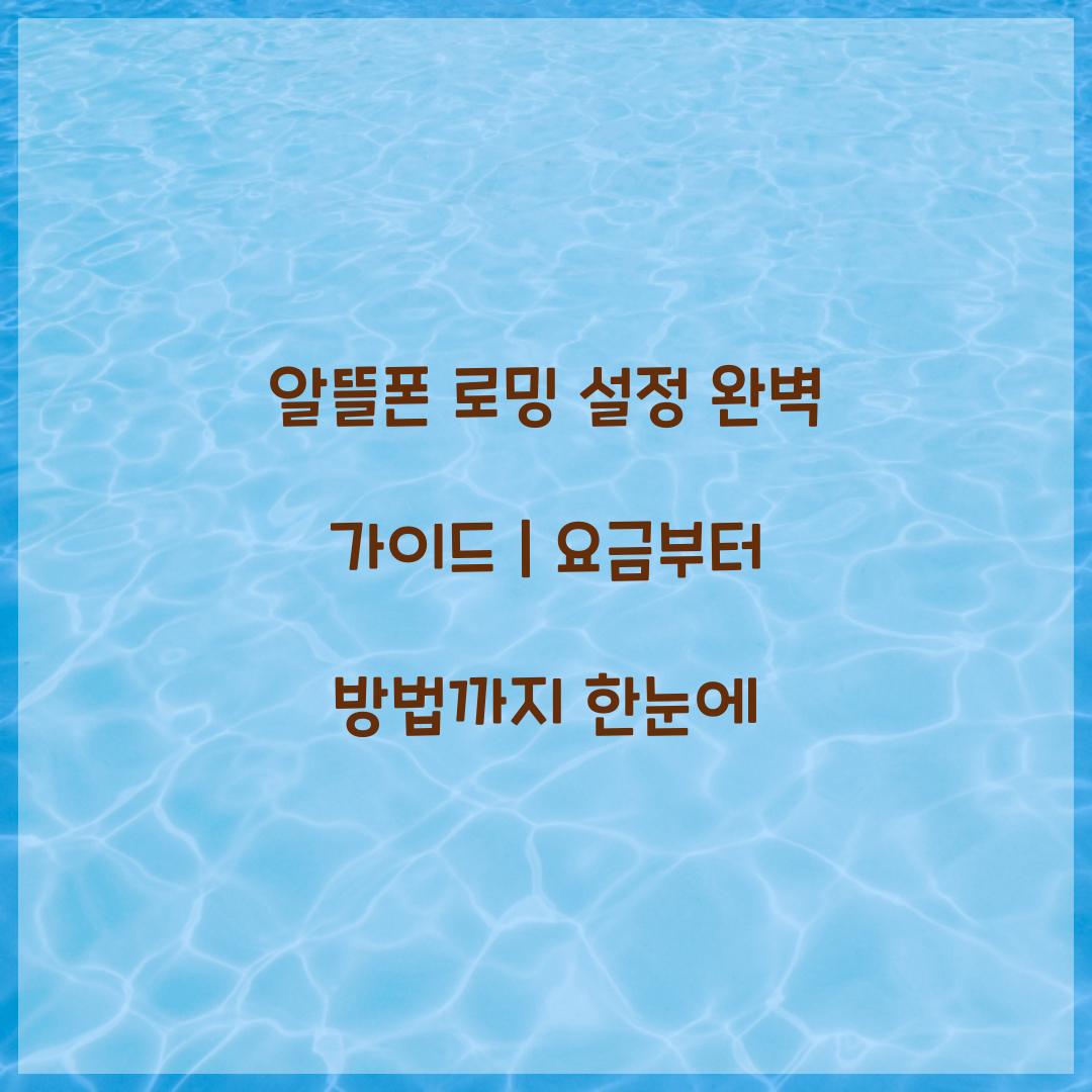 알뜰폰 로밍 설정