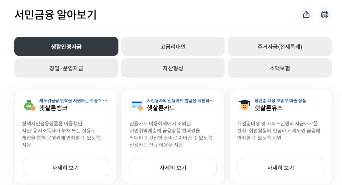 정부지원 저금리 서민대출