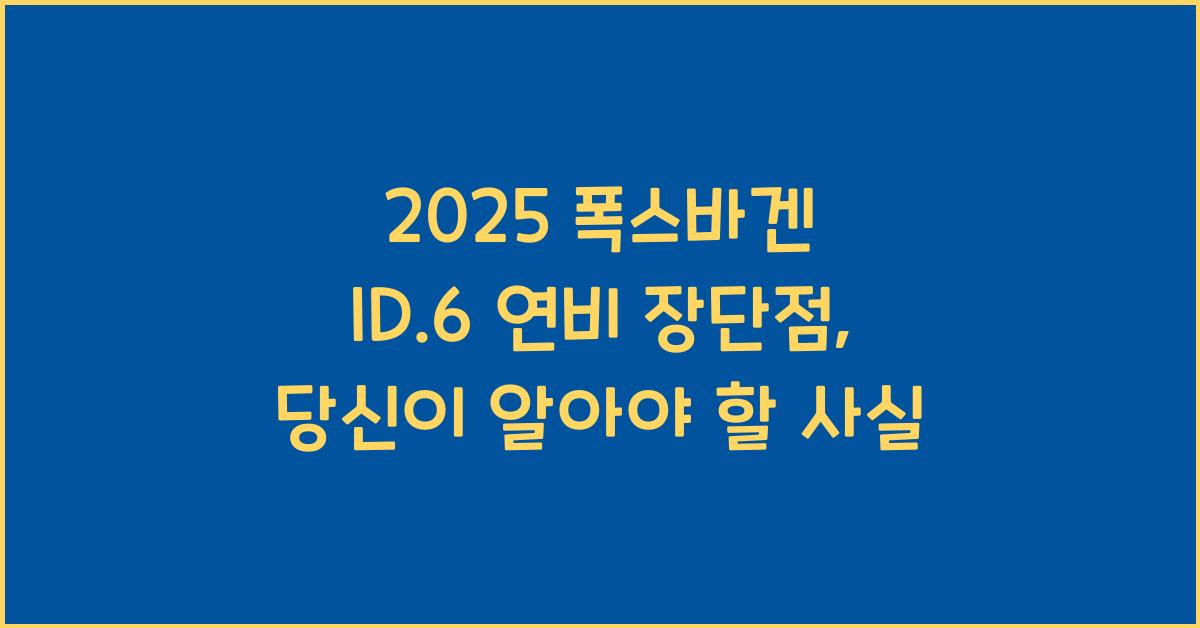 2025 폭스바겐 ID.6 연비 장단점