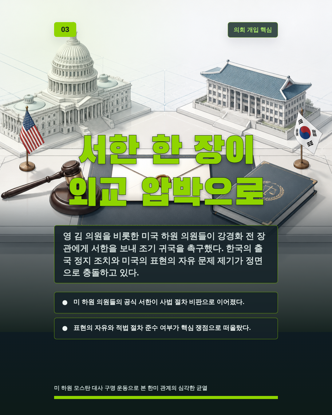 서한 한 장이 외교 압박으로