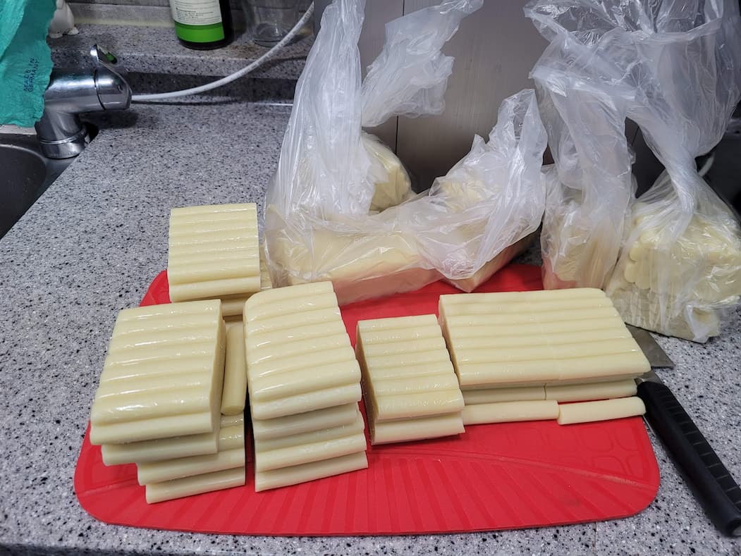 밀판떡 소분 보관 모습