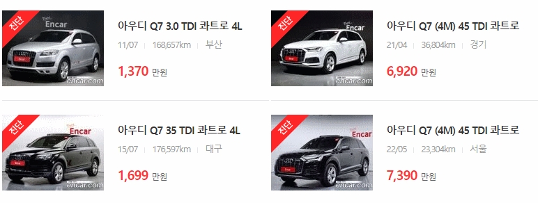 아우디 Q7 중고차 시세