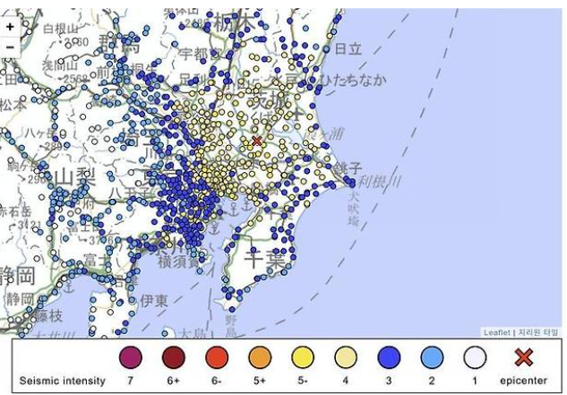 일본 지진 이바라키현 남부 규모 5.9