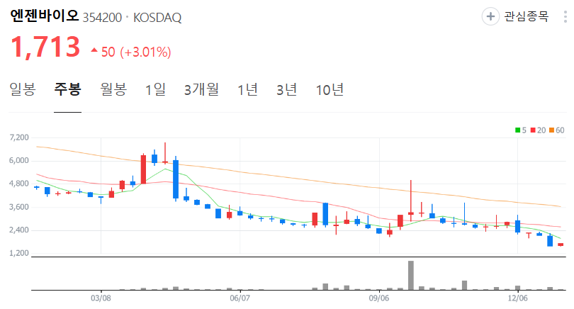 엔젠바이오-주가-주봉