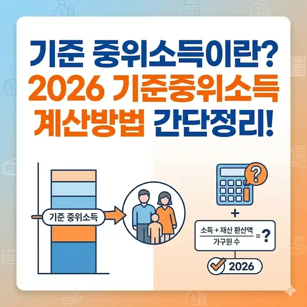 기준 중위소득이란? 2026 기준중위소득 계산방법 간단정리!