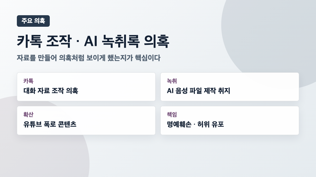 김수현 미성년 교제 의혹 카톡 조작 AI 녹취록 카드