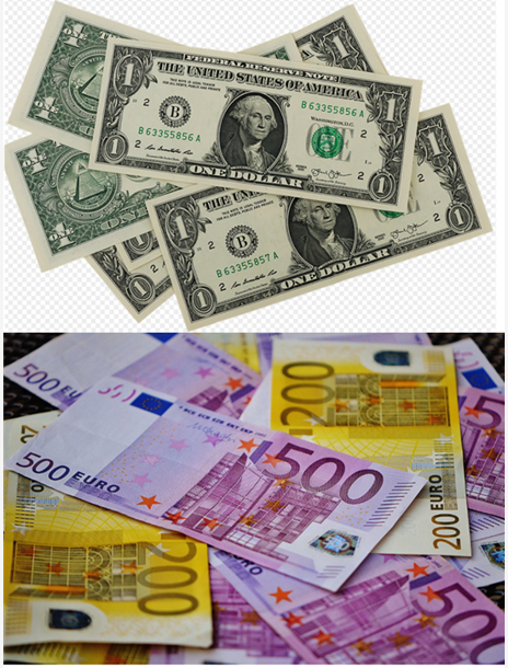위에는 달러, 아래는 유로화