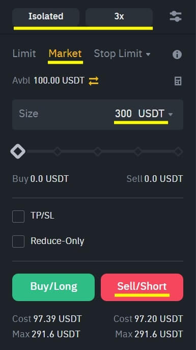 숏 포지션 오픈하는 과정