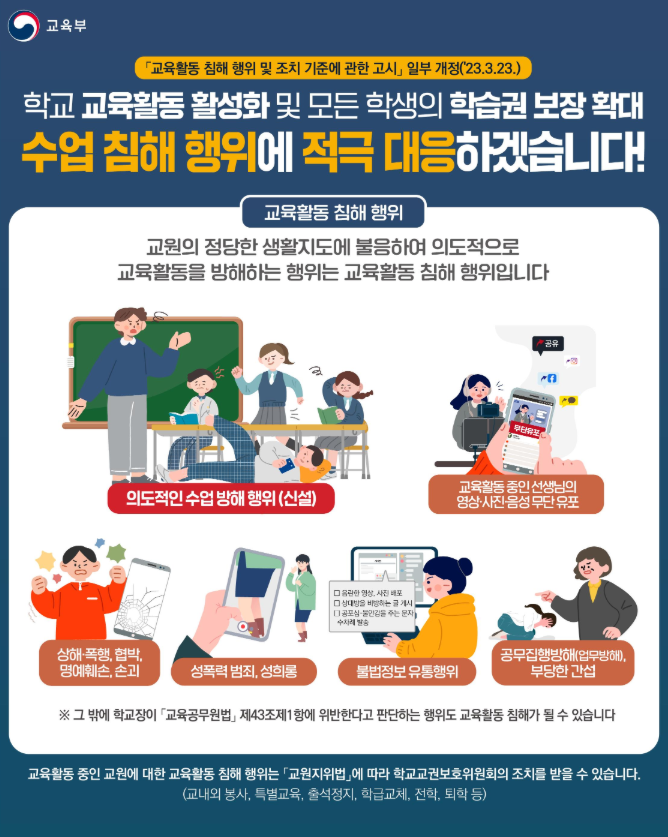 교권침해 과도한민원 폭언 협박 부당한요구 교권보호