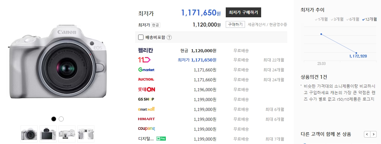 캐논 R50 번들렌즈킷