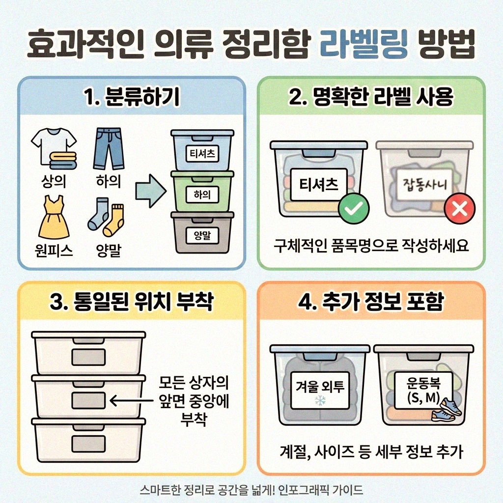 옷장 정리의 신세계 의류 정리함 라벨링 완벽 가이드