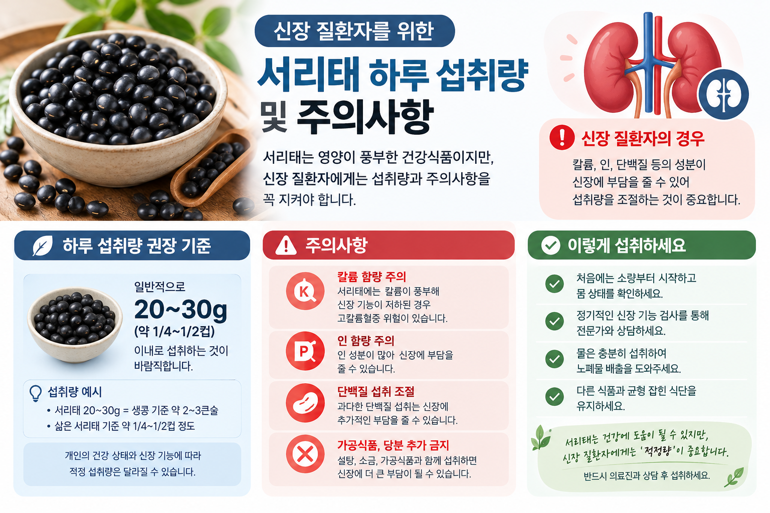 신장 질환자 서리태 하루 섭취량 주의사항