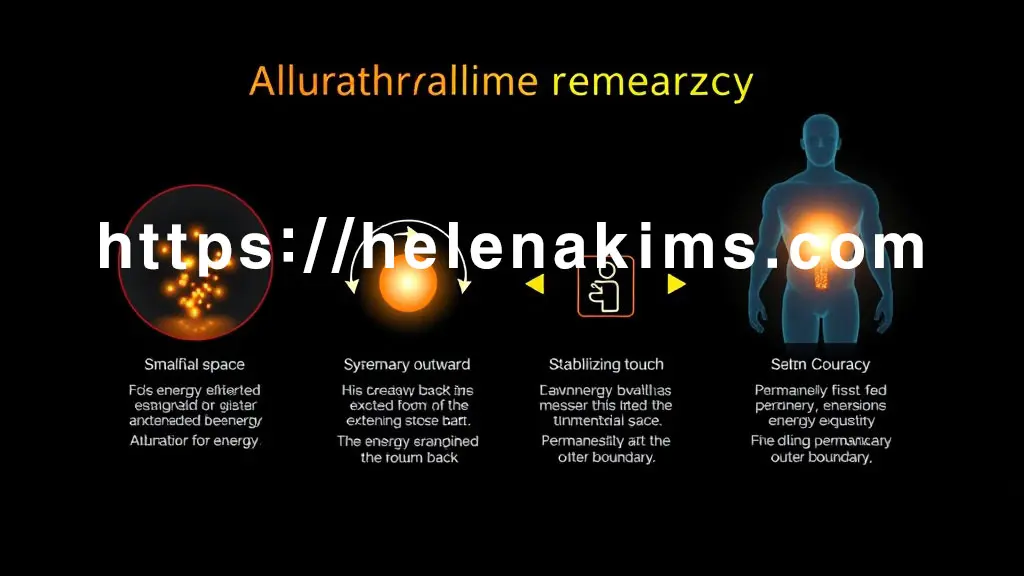 인체 하부의 추상적인 생체 에너지 흐름 단면도. 4단계의 인포그레픽 이미지.
