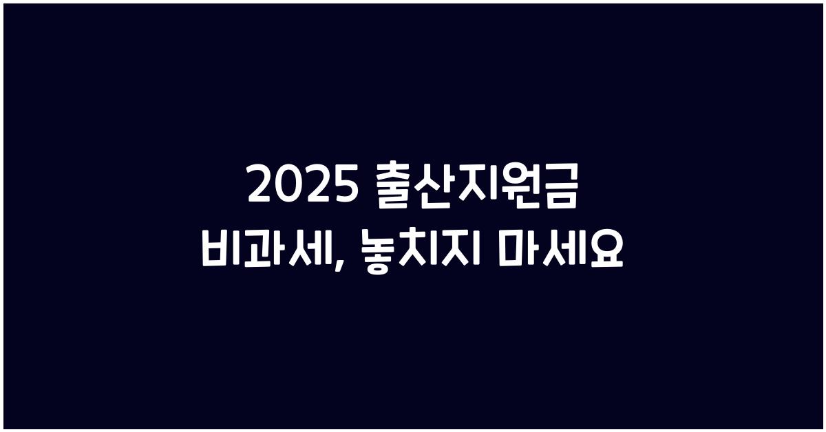 2025 출산지원금 비과세
