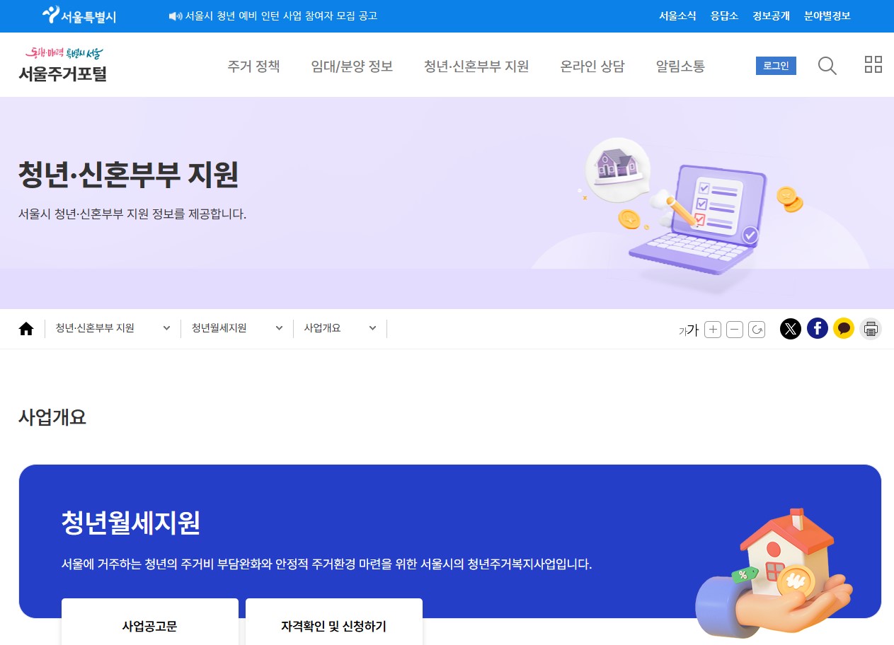 2025 서울 청년월세지원 신청