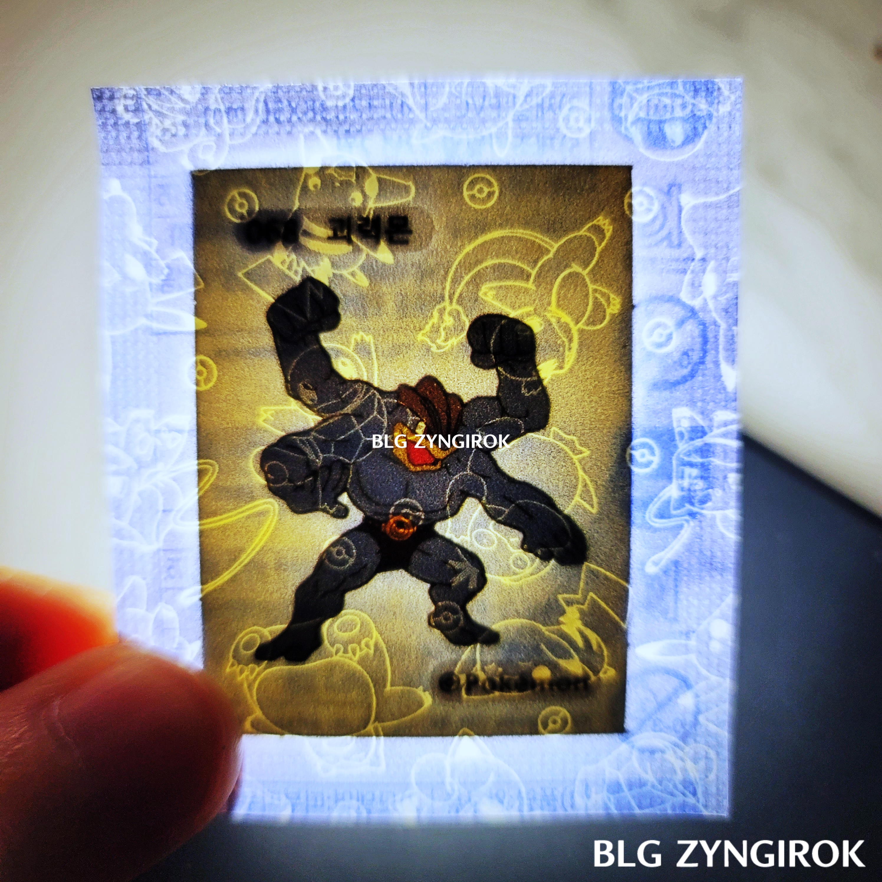 띠부띠부씰-괴력몬을-들고있다.