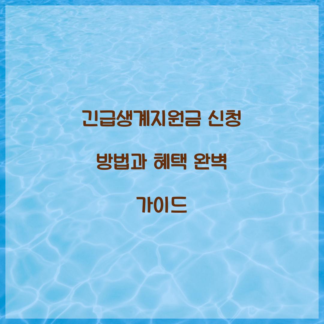 긴급생계지원금 신청