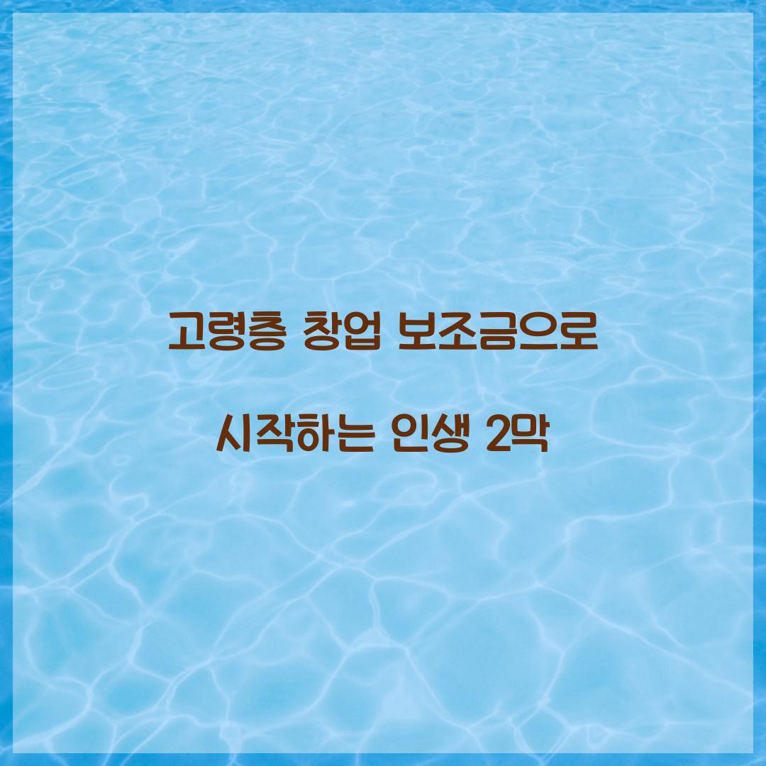 고령층 창업 보조금