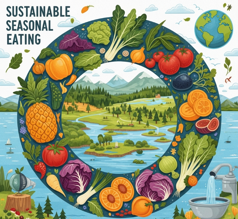 지속 가능한 제철 음식 소비와 지구 환경 이미지