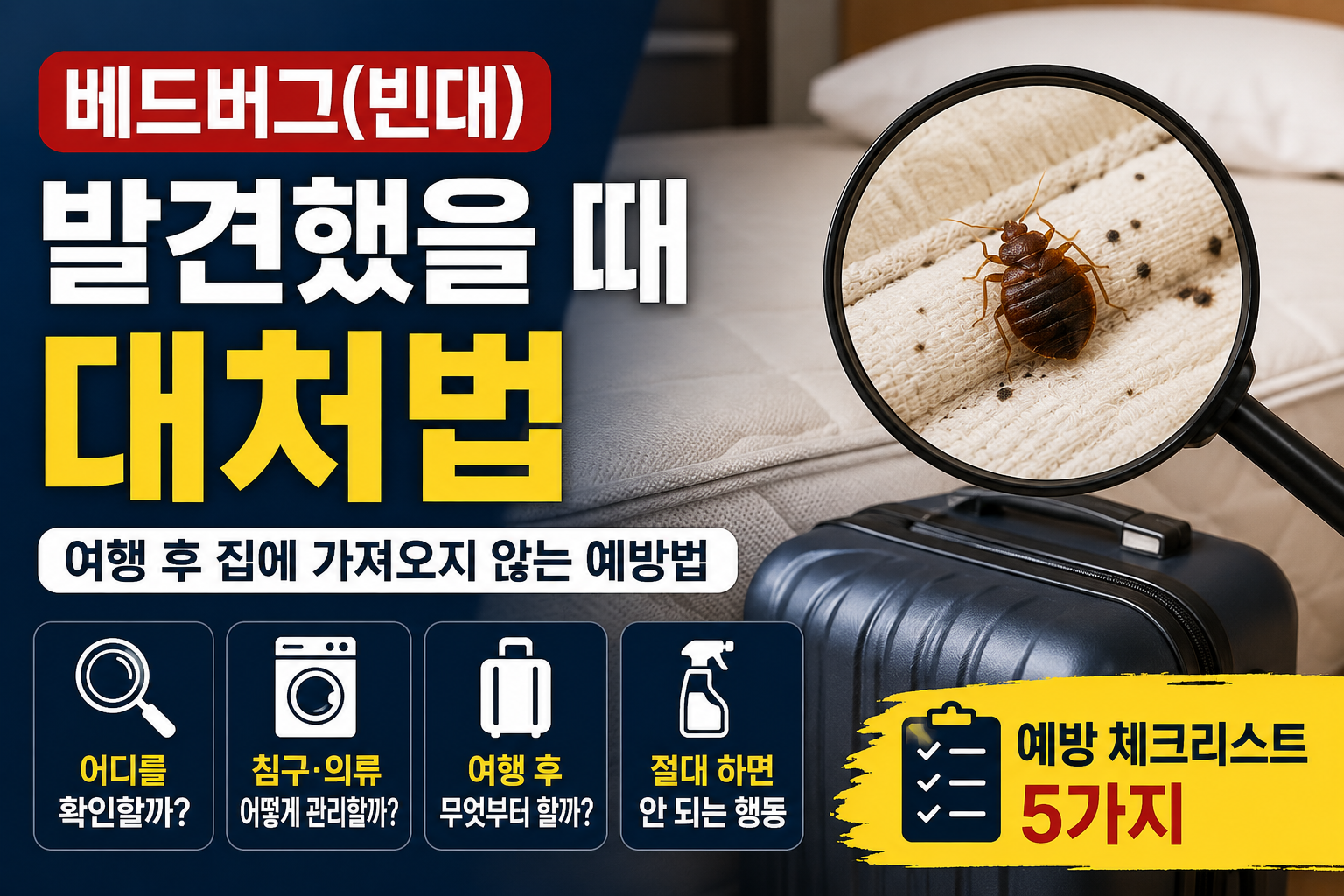 베드버그 빈대 발견했을 때 대처법, 여행 후 집에 가져오지 않는 예방법. 썸네일