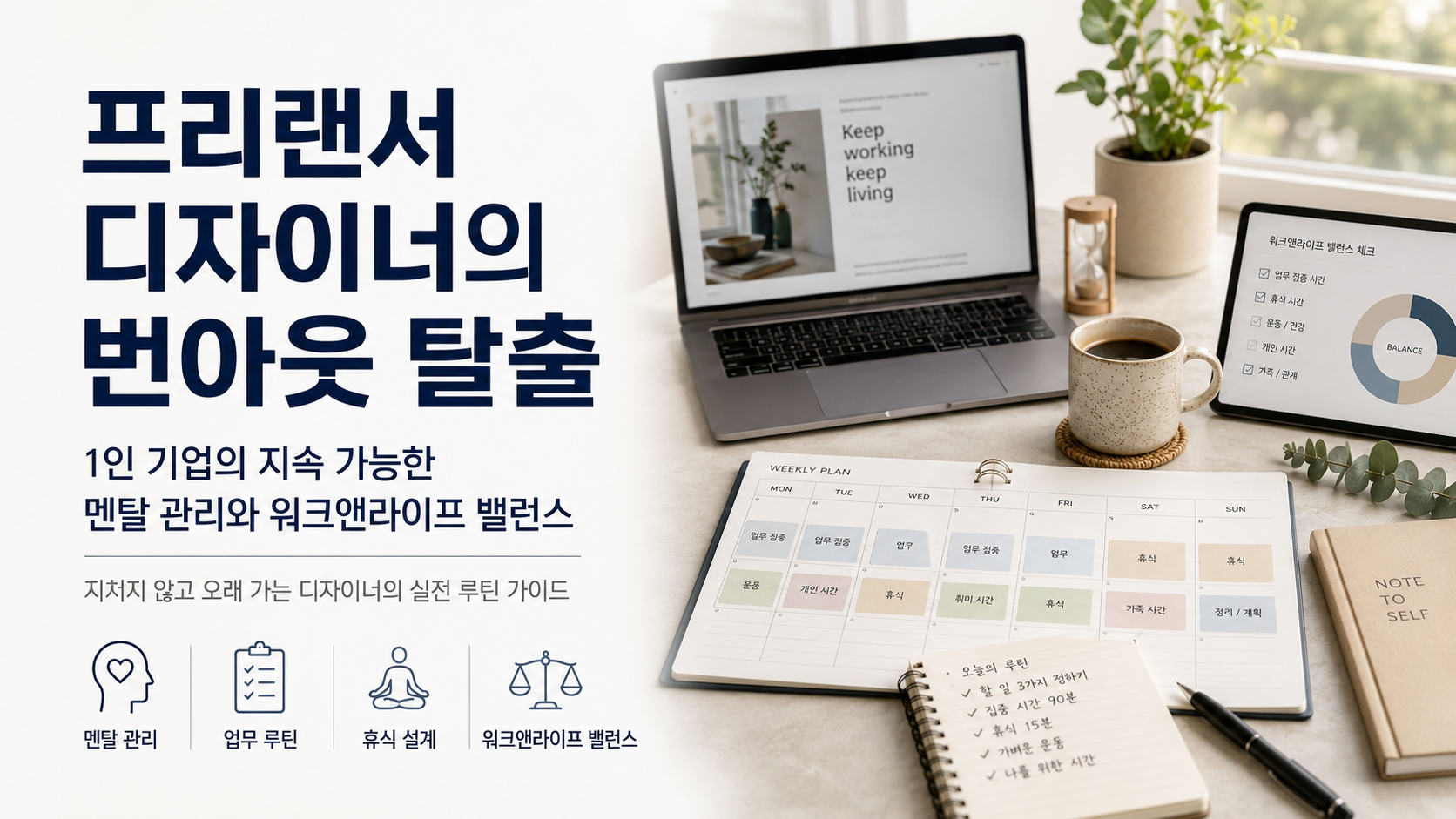 프리랜서 디자이너의 번아웃 탈출 1인 기업의 지속 가능한 멘탈 관리와 워크앤라이프 밸런스