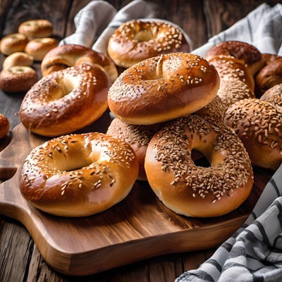 다양한 종류의 베이글 사진