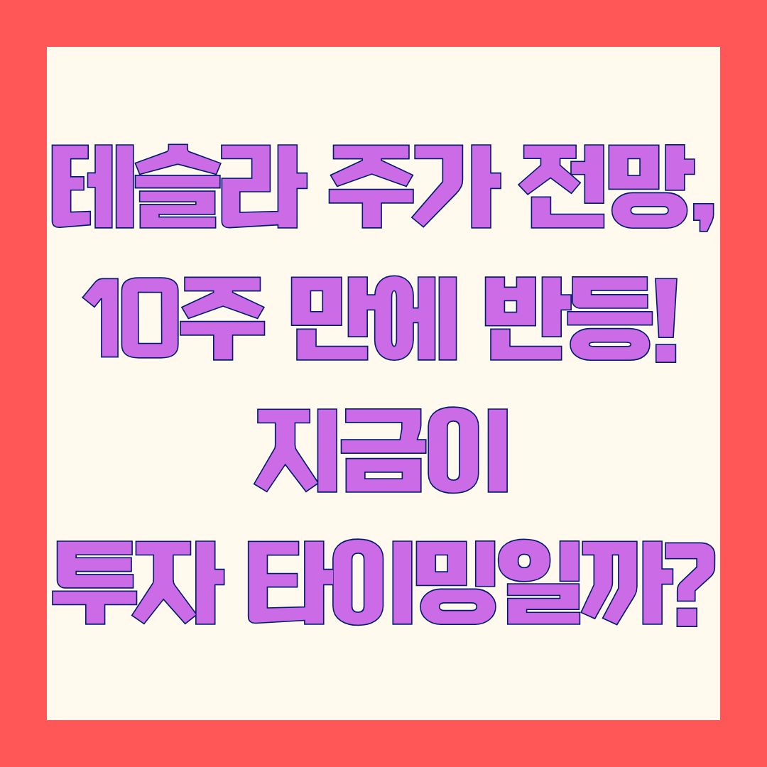 테슬라 주가 전망, 10주 만에 반등! 지금이 투자 타이밍일까?