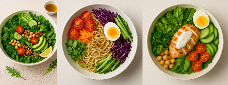 그린샐러드, 누들샐러드, 단백질샐러드